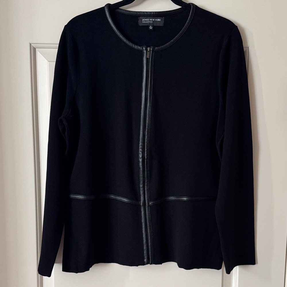 Jones New York Black Zip-Up Sweater